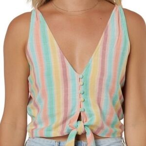 O’Neill Striped Button Front Cropped Tank Top NWT Small. HL406